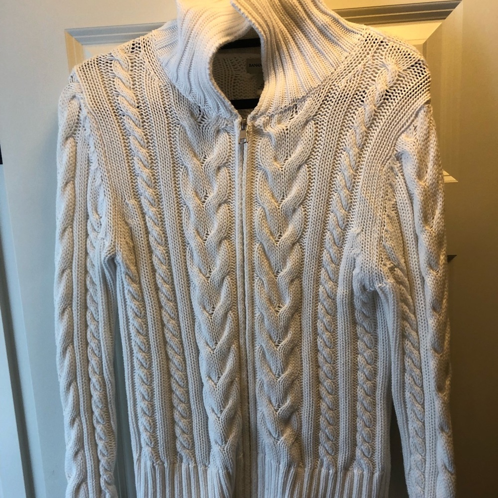 White cable knit sweater by banana republic.